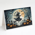 Flying Witch Spooky Halloween Greeting Cards Pack of 8 Blank Cards with Envelopes Whimsical A7 Size 5x7