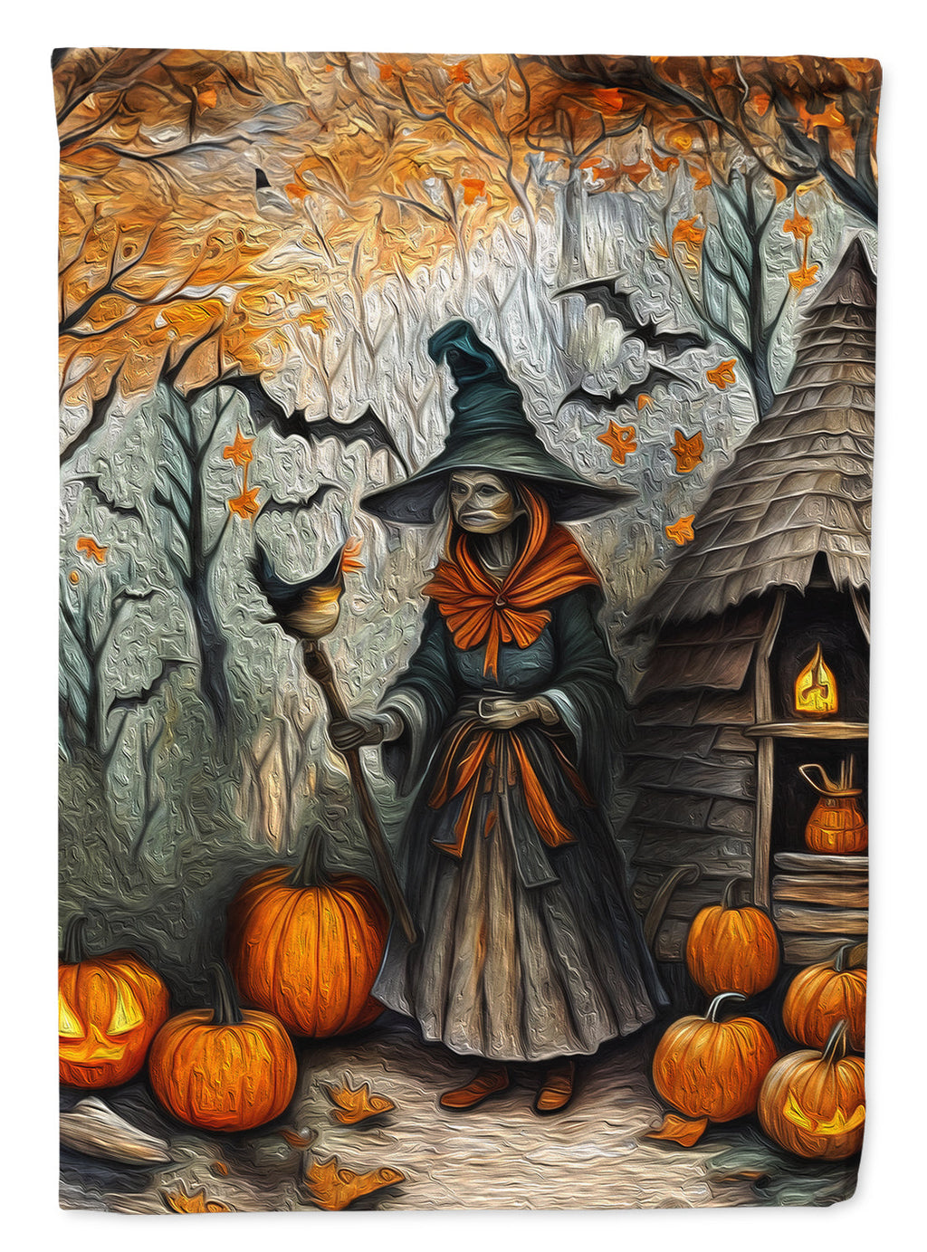 Slavic Witch Spooky Halloween House Flag 28x40 Porch Sleeve Pole Decorative Outside Yard Banner Artwork Wall Hanging, Polyester