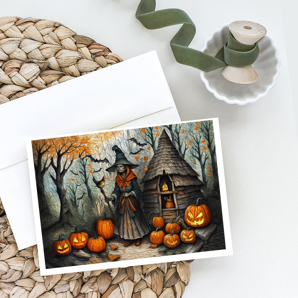 Slavic Witch Spooky Halloween Greeting Cards Pack of 8 Blank Cards with Envelopes Whimsical A7 Size 5x7