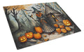 Slavic Witch Spooky Halloween Cutting Board Tempered Glass Kitchen Cutting Surface, Heat Resistant Chopping, Non-Slip Feet, Food Prep & Serving