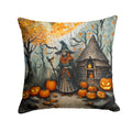 Slavic Witch Spooky Halloween Decorative Throw Pillow 14x14 Indoor Outdoor Accent Cushion, Fabric Cover with Insert for Sofa, Bed, Porch & Living Room