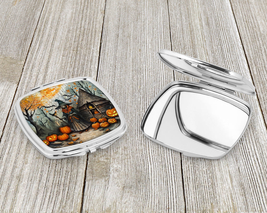Slavic Witch Spooky Halloween Compact Mirror Decorative Travel Makeup Mirror for Women Girls Gifts Pocket Makeup Mirror Folding Handheld