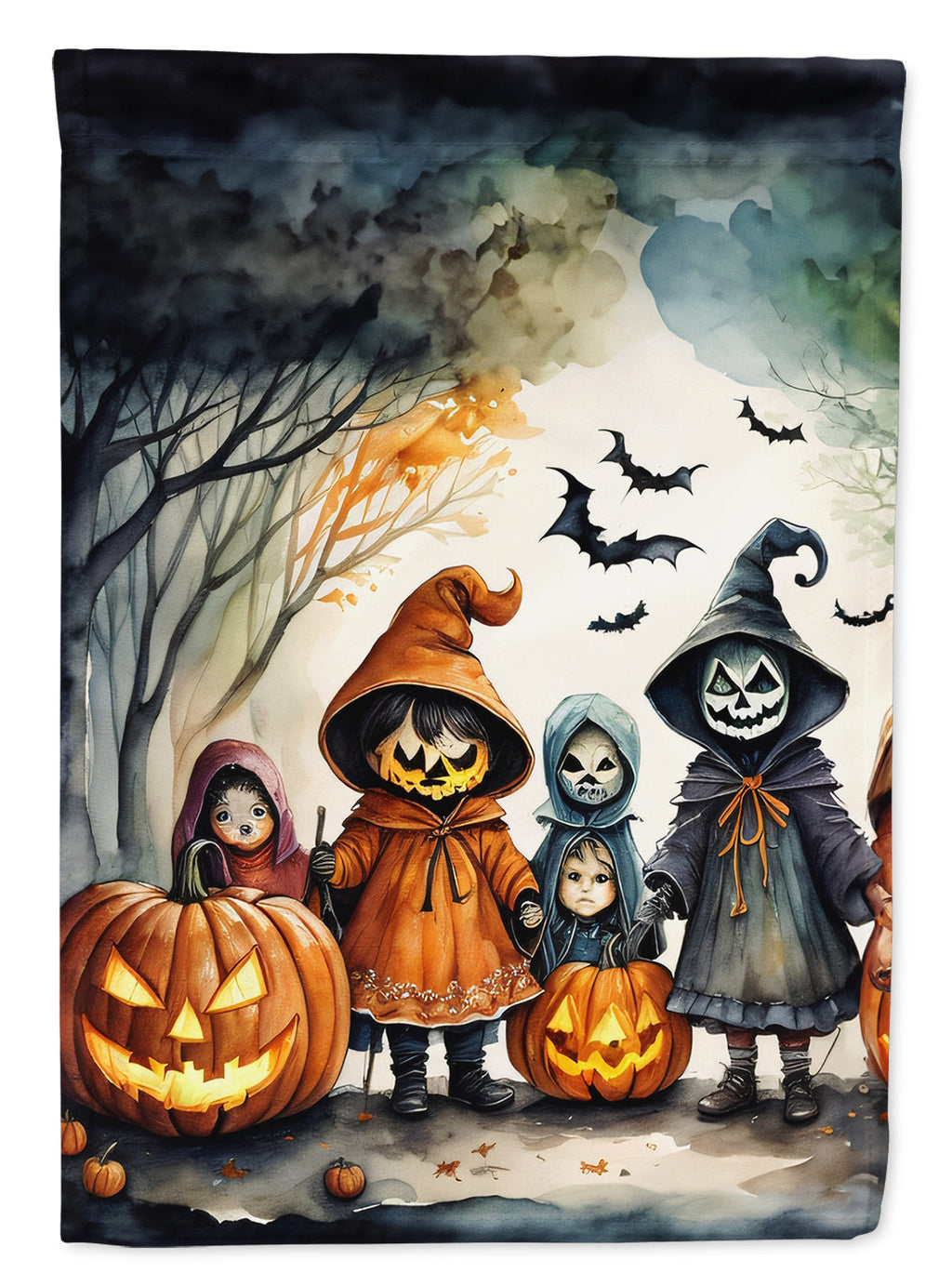 Trick or Treaters Spooky Halloween House Flag 28x40 Porch Sleeve Pole Decorative Outside Yard Banner Artwork Wall Hanging, Polyester