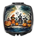 Trick or Treaters Spooky Halloween Compact Mirror Decorative Travel Makeup Mirror for Women Girls Gifts Pocket Makeup Mirror Folding Handheld