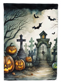 Graveyard Spooky Halloween House Flag 28x40 Porch Sleeve Pole Decorative Outside Yard Banner Artwork Wall Hanging, Polyester