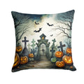Graveyard Spooky Halloween Decorative Throw Pillow 14x14 Indoor Outdoor Accent Cushion, Fabric Cover with Insert for Sofa, Bed, Porch & Living Room
