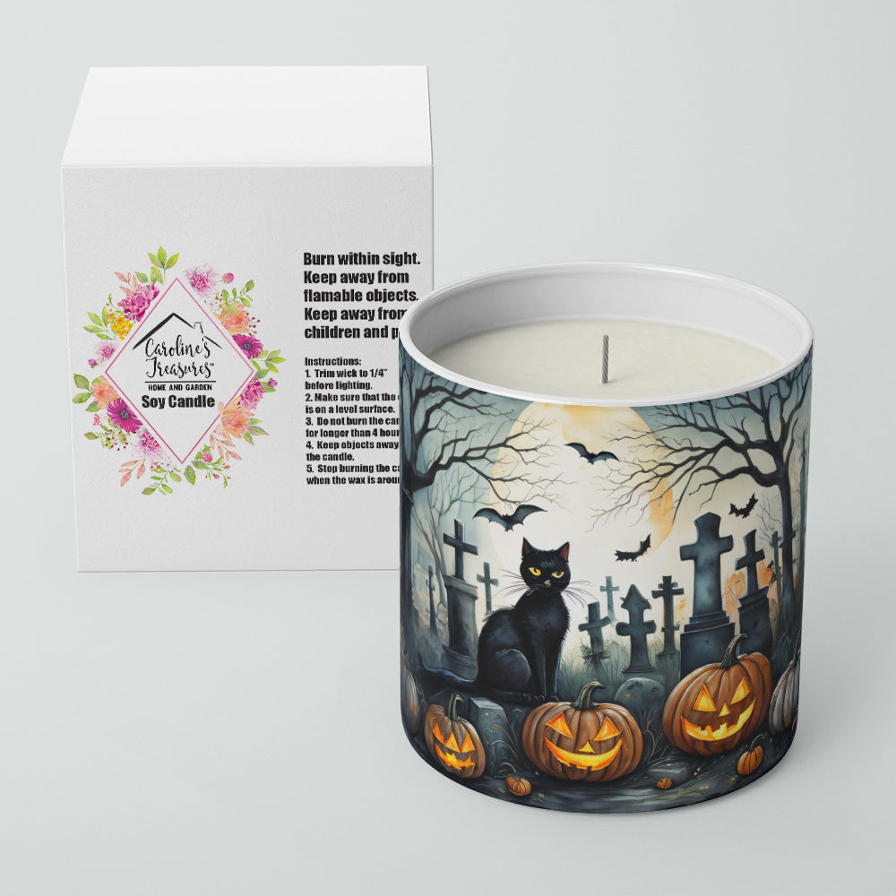 Black Cat Spooky Halloween Decorative Soy Candle Nature Soy Wax Essential Oil Home Decor Ideal for Bedroom Kitchen Bath Office Gift, 10 oz