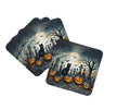 Black Cat Spooky Halloween Foam Coasters Set of 4 Cup Coasters for Indoor Outdoor, Tabletop Protection, Anti Slip, Mouse pad Material