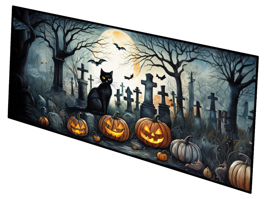 Black Cat Spooky Halloween Runner Mat 28x58 Front Door Mat Indoor Outdoor Rugs for Entryway Hallway Foyer Non Slip Washable Wide Doormat