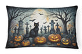 Black Cat Spooky Halloween Decorative Throw Pillow 12x16 Indoor Outdoor Accent Cushion, Fabric Cover with Insert for Sofa, Bed, Porch & Living Room