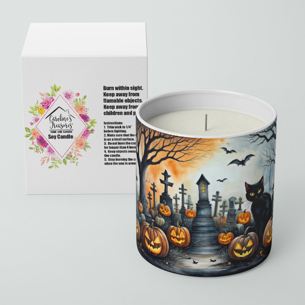 Black Cat Spooky Halloween Decorative Soy Candle Nature Soy Wax Essential Oil Home Decor Ideal for Bedroom Kitchen Bath Office Gift, 10 oz