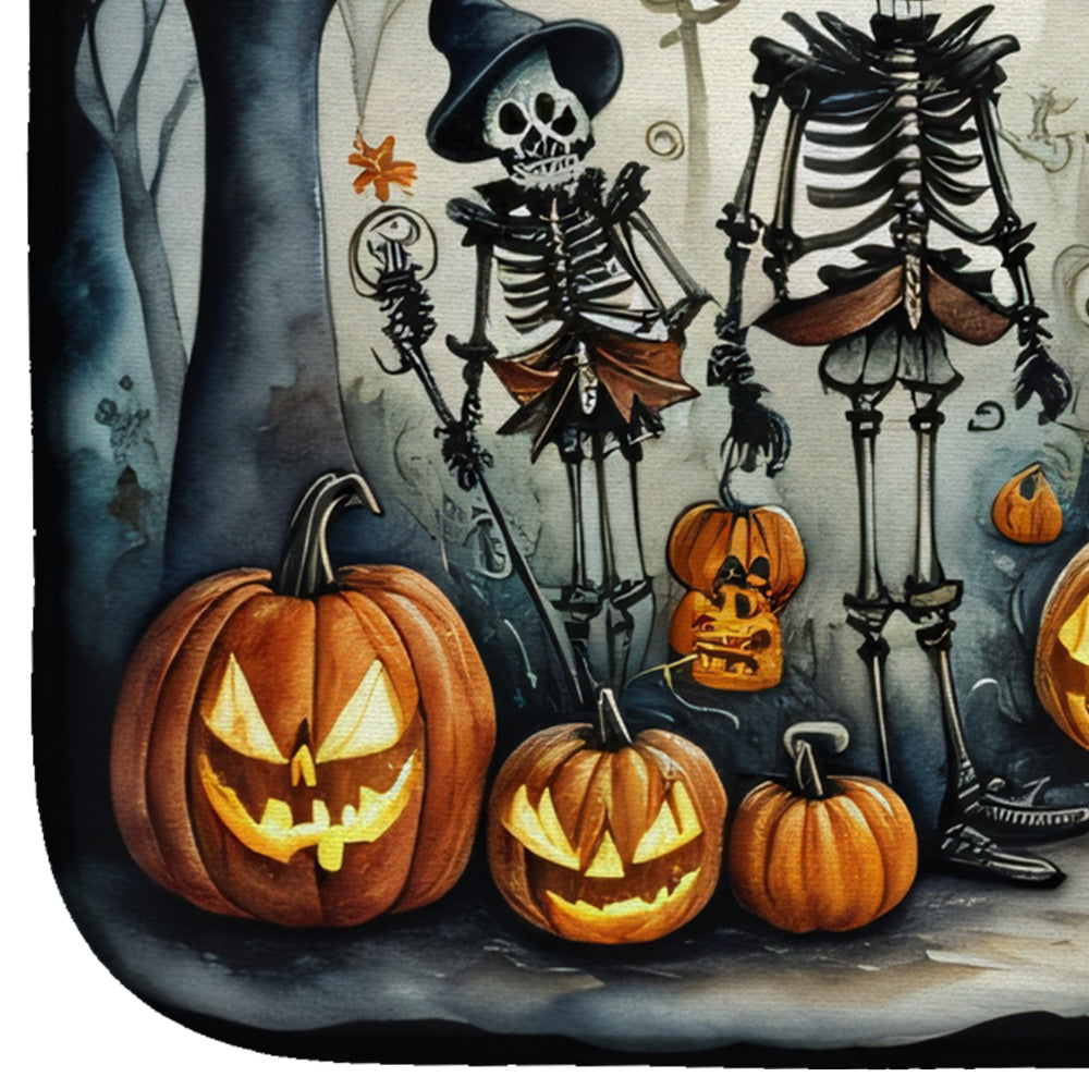 Calacas Skeletons Spooky Halloween Dish Drying Mat Absorbent Dish Drying Mat Pad for Kitchen Counter Dish Drainer Mat for Countertop, 14 x 21", Multicolor