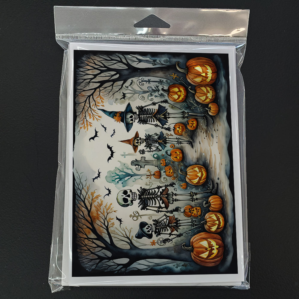 Calacas Skeletons Spooky Halloween Greeting Cards Pack of 8 Blank Cards with Envelopes Whimsical A7 Size 5x7