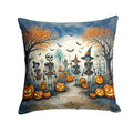 Calacas Skeletons Spooky Halloween Decorative Throw Pillow 14x14 Indoor Outdoor Accent Cushion, Fabric Cover with Insert for Sofa, Bed, Porch & Living Room
