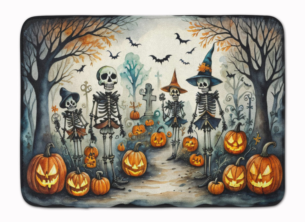 Calacas Skeletons Spooky Halloween Memory Foam Kitchen Mat Machine Washable Anti-Fatigue Cushion Comfort Bath or Kitchen Rug