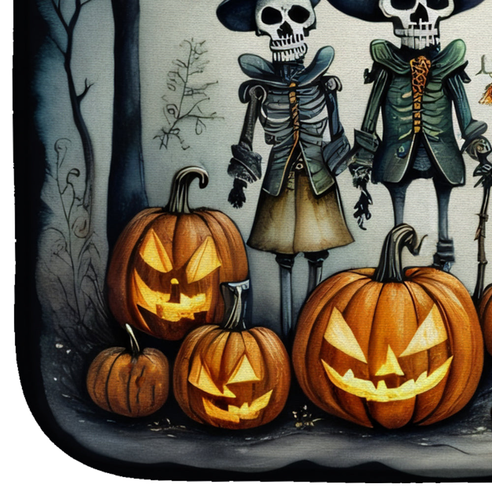 Calacas Skeletons Spooky Halloween Dish Drying Mat Absorbent Dish Drying Mat Pad for Kitchen Counter Dish Drainer Mat for Countertop, 14 x 21", Multicolor