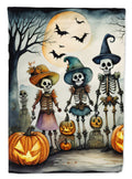 Calacas Skeletons Spooky Halloween House Flag 28x40 Porch Sleeve Pole Decorative Outside Yard Banner Artwork Wall Hanging, Polyester