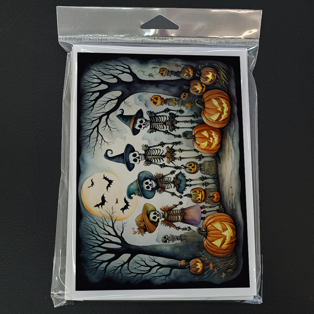Calacas Skeletons Spooky Halloween Greeting Cards Pack of 8 Blank Cards with Envelopes Whimsical A7 Size 5x7