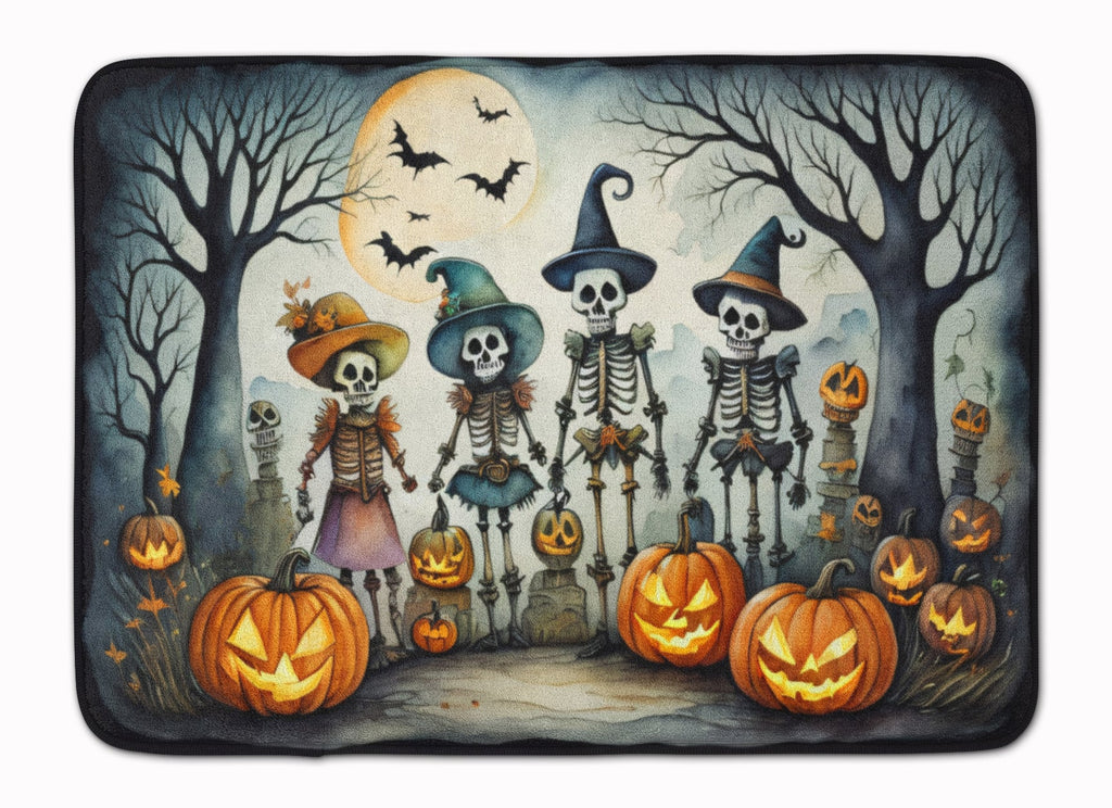 Calacas Skeletons Spooky Halloween Memory Foam Kitchen Mat Machine Washable Anti-Fatigue Cushion Comfort Bath or Kitchen Rug