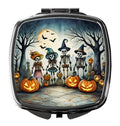 Calacas Skeletons Spooky Halloween Compact Mirror Decorative Travel Makeup Mirror for Women Girls Gifts Pocket Makeup Mirror Folding Handheld