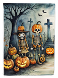 Calacas Skeletons Spooky Halloween House Flag 28x40 Porch Sleeve Pole Decorative Outside Yard Banner Artwork Wall Hanging, Polyester