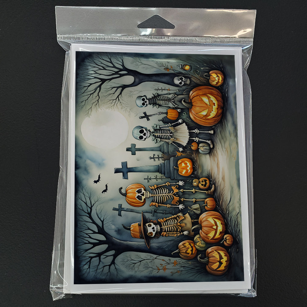 Calacas Skeletons Spooky Halloween Greeting Cards Pack of 8 Blank Cards with Envelopes Whimsical A7 Size 5x7