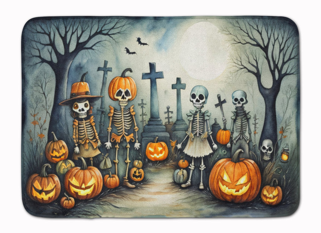 Calacas Skeletons Spooky Halloween Memory Foam Kitchen Mat Machine Washable Anti-Fatigue Cushion Comfort Bath or Kitchen Rug
