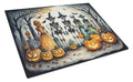 Calacas Skeletons Spooky Halloween Cutting Board Tempered Glass Kitchen Cutting Surface, Heat Resistant Chopping, Non-Slip Feet, Food Prep & Serving
