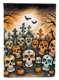 Calaveras Sugar Skulls Spooky Halloween House Flag 28x40 Porch Sleeve Pole Decorative Outside Yard Banner Artwork Wall Hanging, Polyester