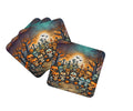 Calaveras Sugar Skulls Spooky Halloween Foam Coasters Set of 4 Cup Coasters for Indoor Outdoor, Tabletop Protection, Anti Slip, Mouse pad Material