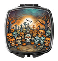 Calaveras Sugar Skulls Spooky Halloween Compact Mirror Decorative Travel Makeup Mirror for Women Girls Gifts Pocket Makeup Mirror Folding Handheld