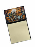 Calaveras Sugar Skulls Spooky Halloween Watercolor Sticky Note Holder Refillable Dispenser Desk Accessory 3x3 Pad Gift