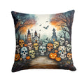 Calaveras Sugar Skulls Spooky Halloween Decorative Throw Pillow 14x14 Indoor Outdoor Accent Cushion, Fabric Cover with Insert for Sofa, Bed, Porch & Living Room