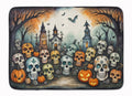 Calaveras Sugar Skulls Spooky Halloween Memory Foam Kitchen Mat Machine Washable Anti-Fatigue Cushion Comfort Bath or Kitchen Rug