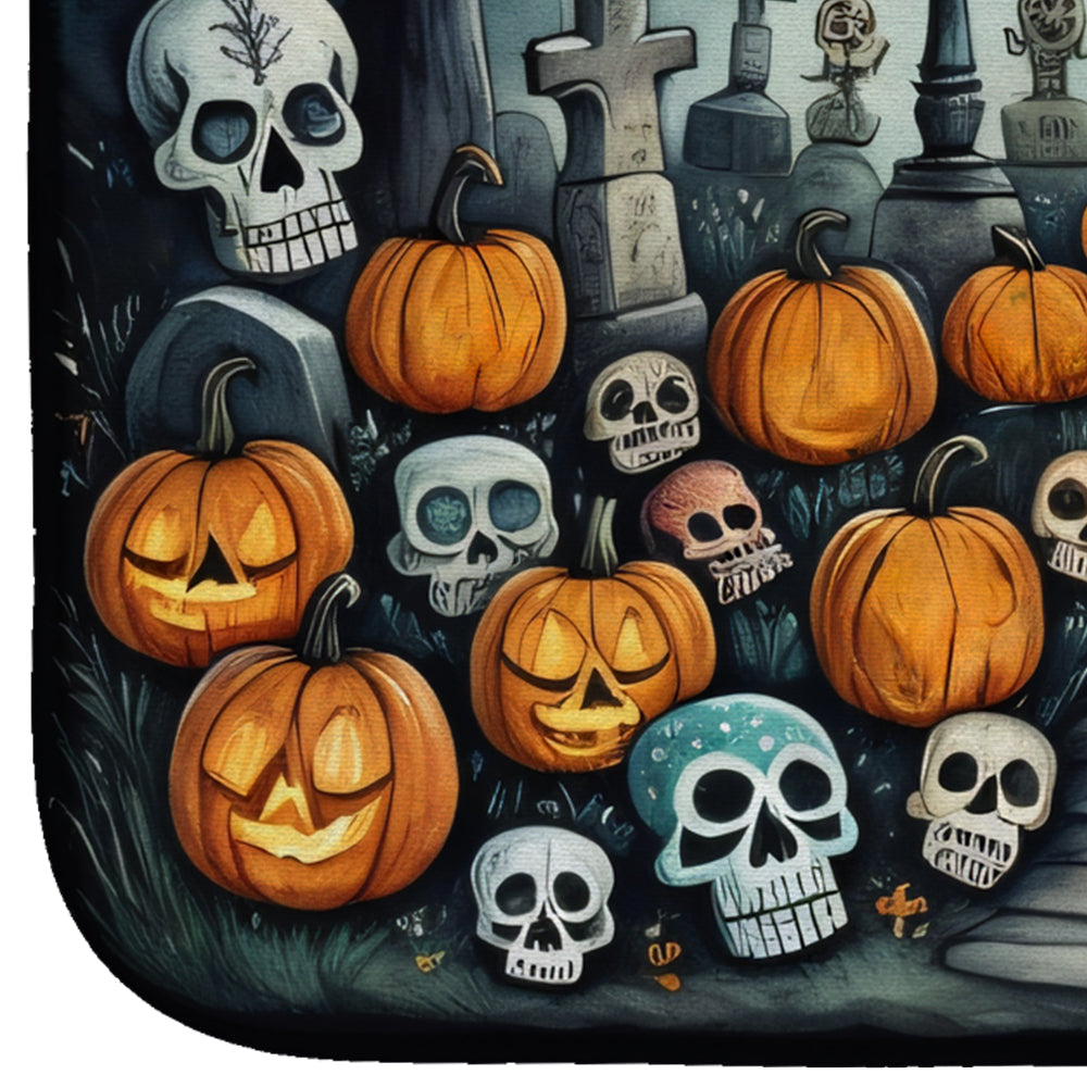 Calaveras Sugar Skulls Spooky Halloween Dish Drying Mat Absorbent Dish Drying Mat Pad for Kitchen Counter Dish Drainer Mat for Countertop, 14 x 21", Multicolor