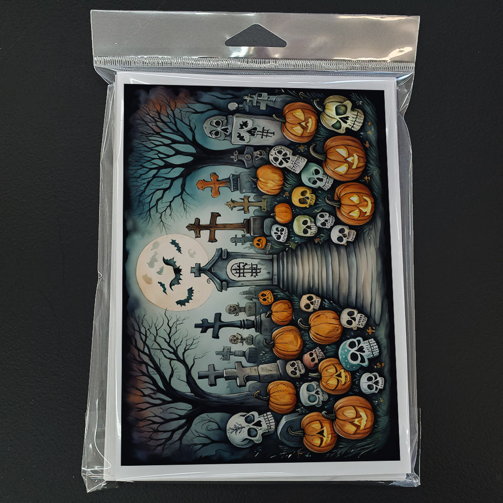 Calaveras Sugar Skulls Spooky Halloween Greeting Cards Pack of 8 Blank Cards with Envelopes Whimsical A7 Size 5x7