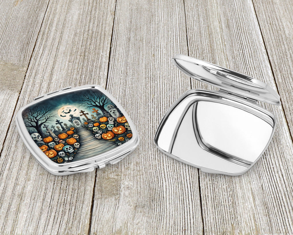 Calaveras Sugar Skulls Spooky Halloween Compact Mirror Decorative Travel Makeup Mirror for Women Girls Gifts Pocket Makeup Mirror Folding Handheld