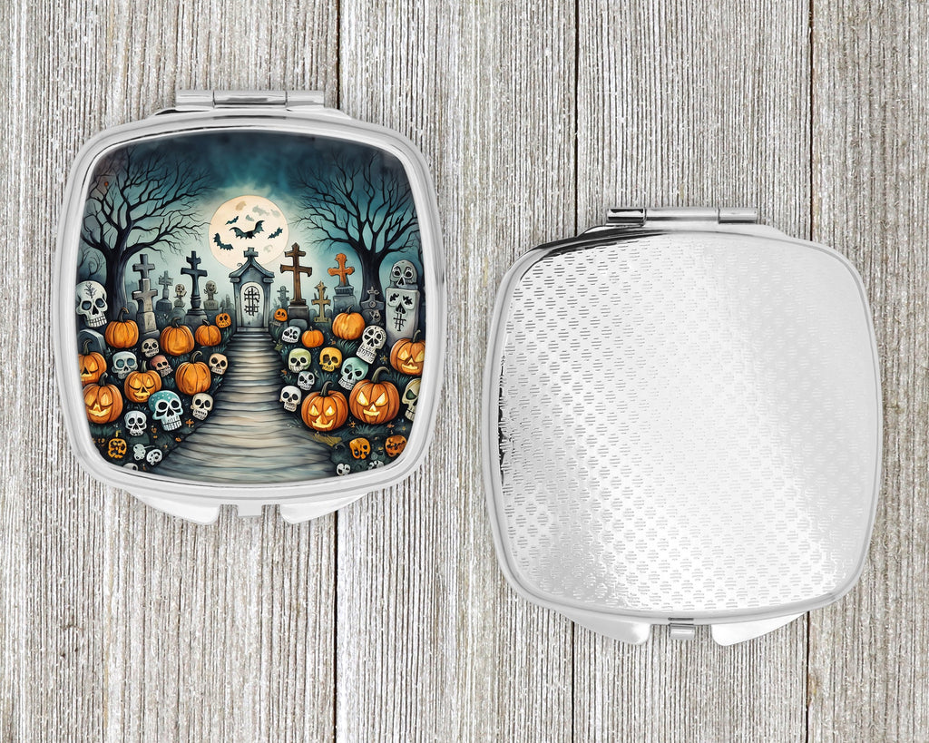 Calaveras Sugar Skulls Spooky Halloween Compact Mirror Decorative Travel Makeup Mirror for Women Girls Gifts Pocket Makeup Mirror Folding Handheld