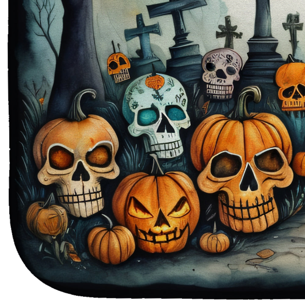 Calaveras Sugar Skulls Spooky Halloween Dish Drying Mat Absorbent Dish Drying Mat Pad for Kitchen Counter Dish Drainer Mat for Countertop, 14 x 21", Multicolor