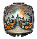 Calaveras Sugar Skulls Spooky Halloween Compact Mirror Decorative Travel Makeup Mirror for Women Girls Gifts Pocket Makeup Mirror Folding Handheld