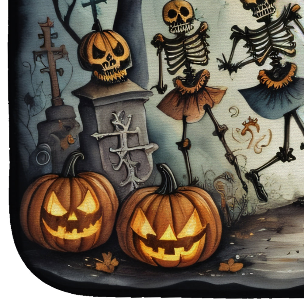 Dancing Skeletons Spooky Halloween Dish Drying Mat Absorbent Dish Drying Mat Pad for Kitchen Counter Dish Drainer Mat for Countertop, 14 x 21", Multicolor