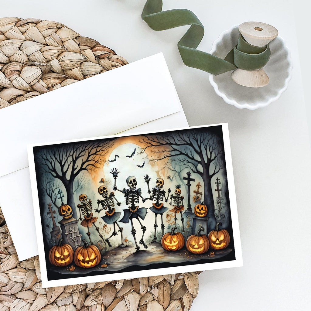 Dancing Skeletons Spooky Halloween Greeting Cards Pack of 8 Blank Cards with Envelopes Whimsical A7 Size 5x7