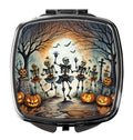 Dancing Skeletons Spooky Halloween Compact Mirror Decorative Travel Makeup Mirror for Women Girls Gifts Pocket Makeup Mirror Folding Handheld