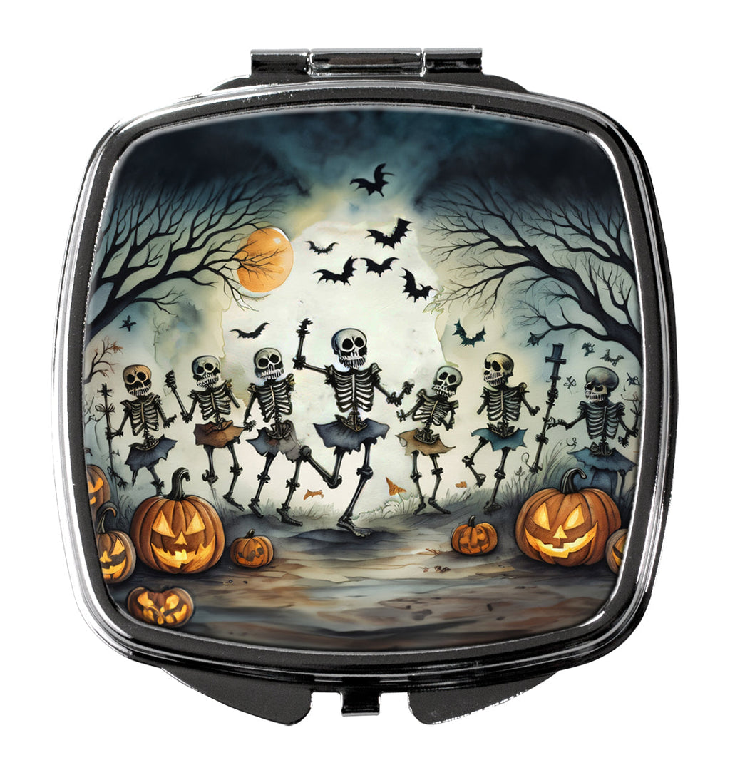 Dancing Skeletons Spooky Halloween Compact Mirror Decorative Travel Makeup Mirror for Women Girls Gifts Pocket Makeup Mirror Folding Handheld