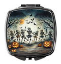 Dancing Skeletons Spooky Halloween Compact Mirror Decorative Travel Makeup Mirror for Women Girls Gifts Pocket Makeup Mirror Folding Handheld