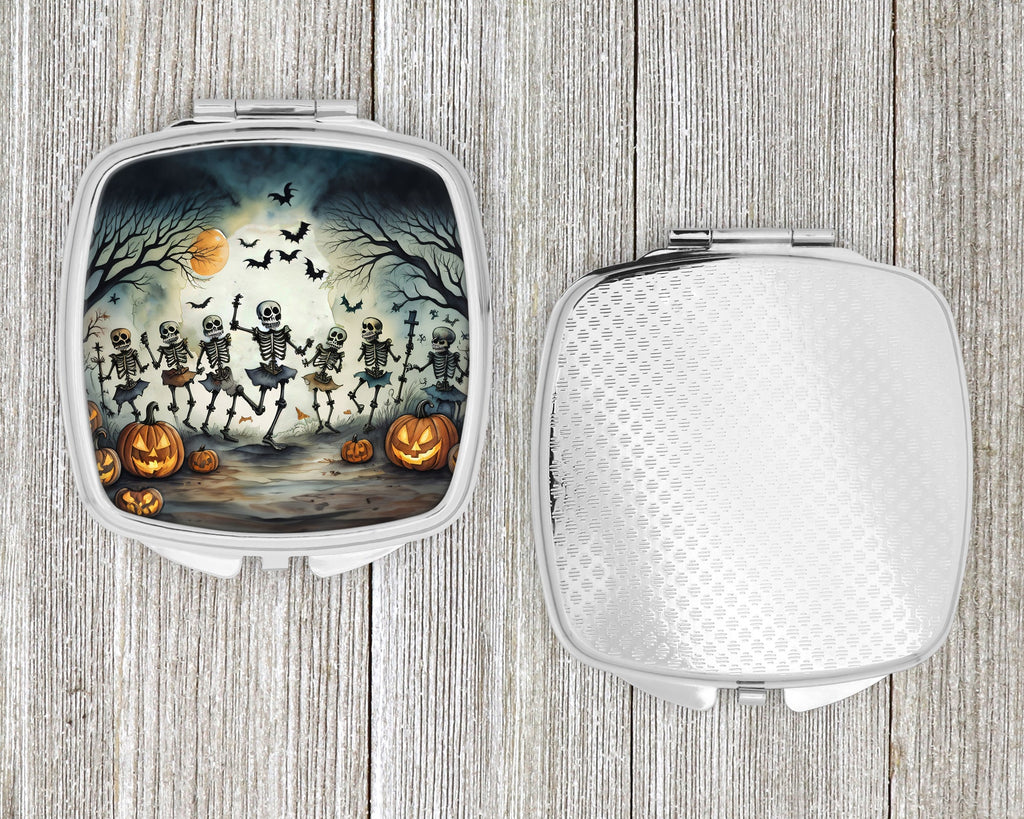 Dancing Skeletons Spooky Halloween Compact Mirror Decorative Travel Makeup Mirror for Women Girls Gifts Pocket Makeup Mirror Folding Handheld