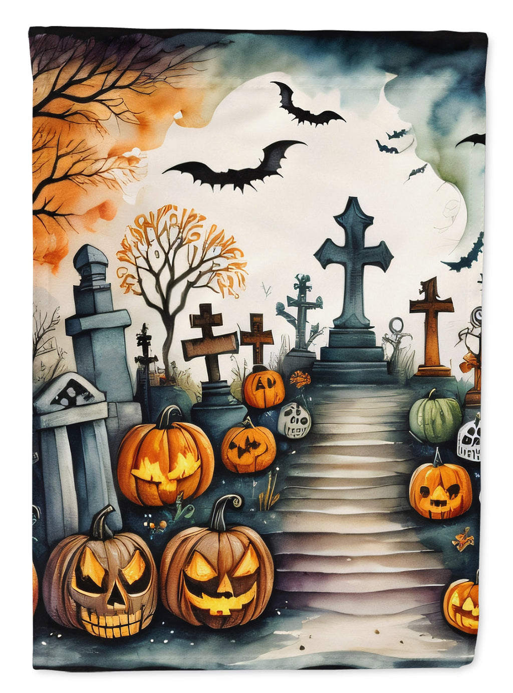 Day of the Dead Spooky Halloween House Flag 28x40 Porch Sleeve Pole Decorative Outside Yard Banner Artwork Wall Hanging, Polyester