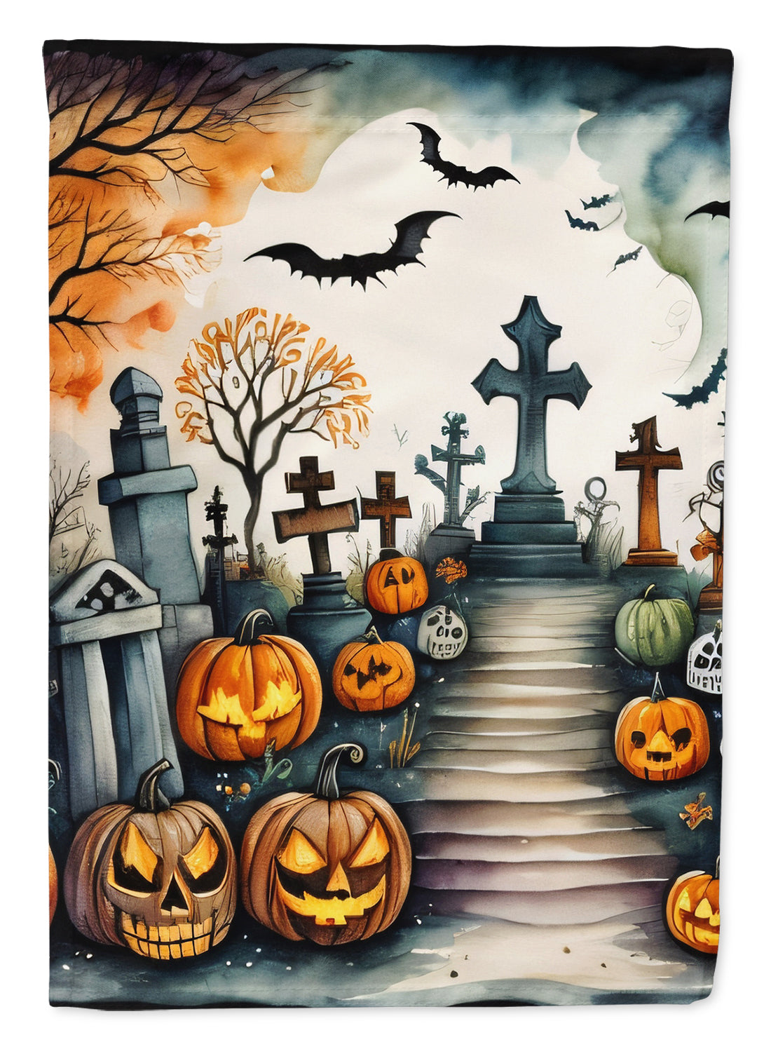 Day of the Dead Spooky Halloween House Flag 28x40 Porch Sleeve Pole Decorative Outside Yard Banner Artwork Wall Hanging, Polyester