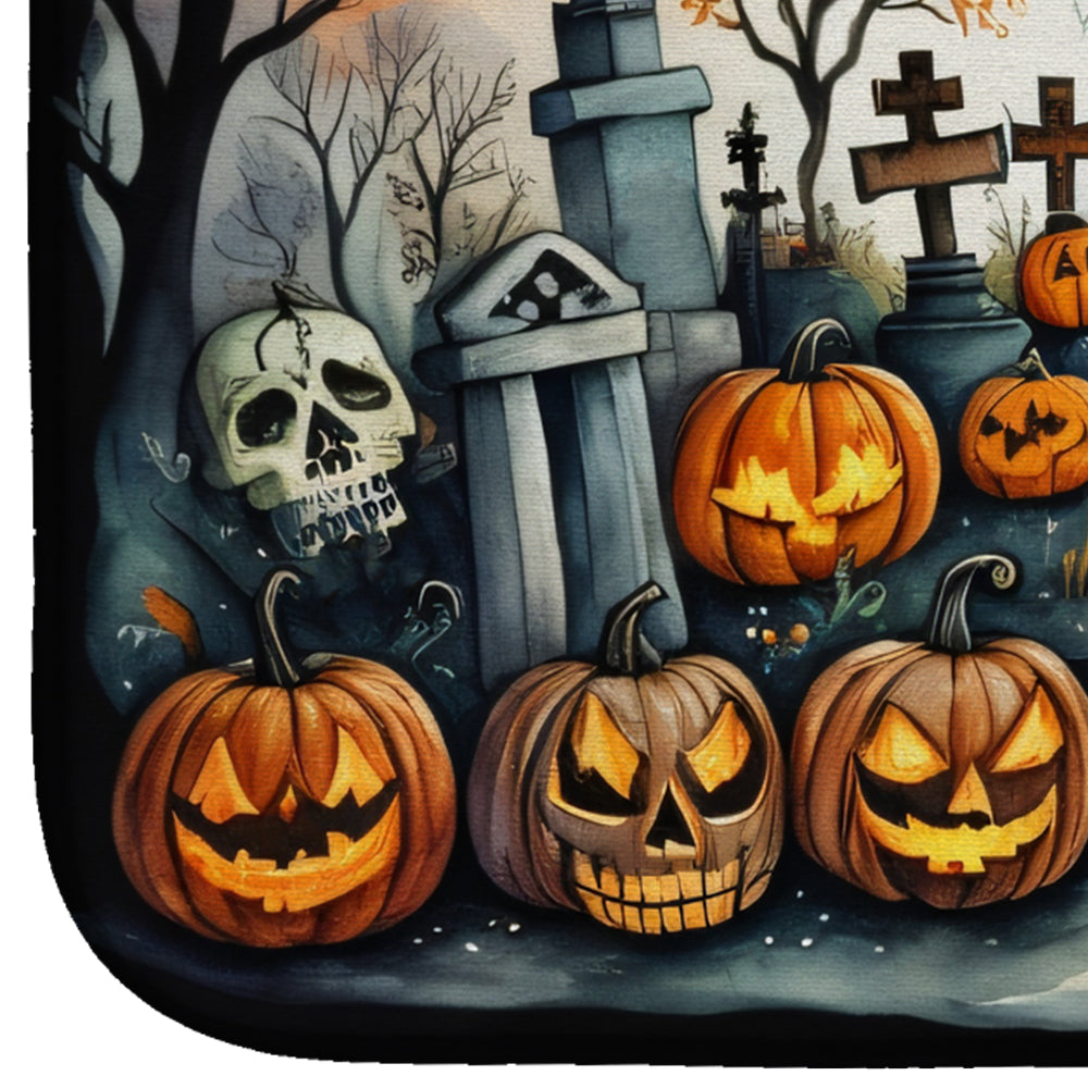 Day of the Dead Spooky Halloween Dish Drying Mat Absorbent Dish Drying Mat Pad for Kitchen Counter Dish Drainer Mat for Countertop, 14 x 21", Multicolor
