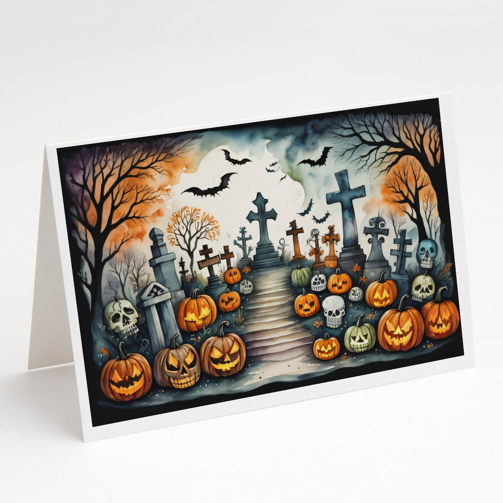Day of the Dead Spooky Halloween Greeting Cards Pack of 8 Blank Cards with Envelopes Whimsical A7 Size 5x7